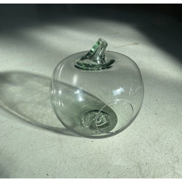 GRANDE VASO MELA VETRO Murano (?) OVERSIZED APPLE GLASS VASE TERRARIUM 30 cm/h