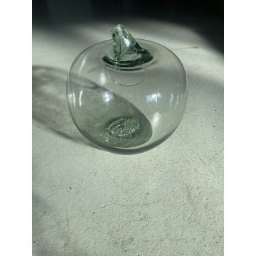 GRANDE VASO MELA VETRO Murano (?) OVERSIZED APPLE GLASS VASE TERRARIUM 30 cm/h