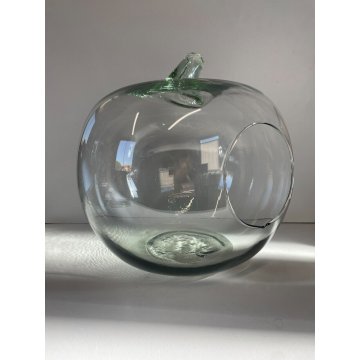 GRANDE VASO MELA VETRO Murano (?) OVERSIZED APPLE GLASS VASE TERRARIUM 30 cm/h