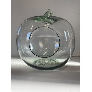 GRANDE VASO MELA VETRO Murano (?) OVERSIZED APPLE GLASS VASE TERRARIUM 30 cm/h