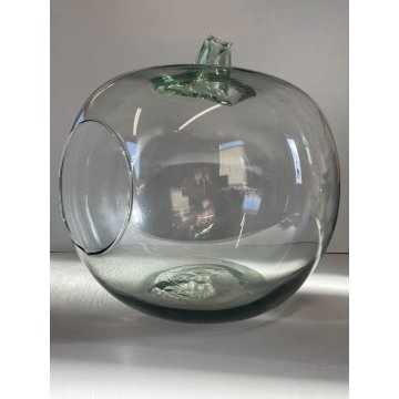 GRANDE VASO MELA VETRO Murano (?) OVERSIZED APPLE GLASS VASE TERRARIUM 30 cm/h