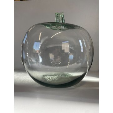 GRANDE VASO MELA VETRO Murano (?) OVERSIZED APPLE GLASS VASE TERRARIUM 30 cm/h