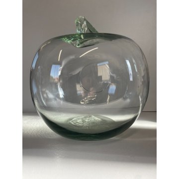 GRANDE VASO MELA VETRO Murano (?) OVERSIZED APPLE GLASS VASE TERRARIUM 30 cm/h