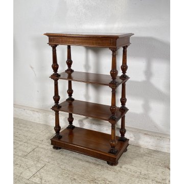 ANTICA ETAGERE LEGNO NOCE LIBRERIA CREDENZA 1900 EPOCA ROCCHETTO ESPOSITORE OLD