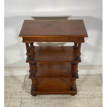 ANTICA ETAGERE LEGNO NOCE LIBRERIA CREDENZA 1900 EPOCA ROCCHETTO ESPOSITORE OLD