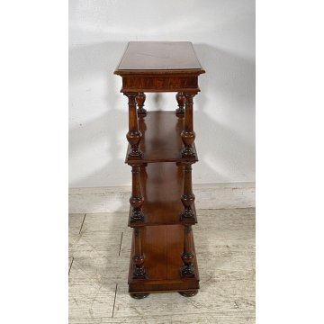 ANTICA ETAGERE LEGNO NOCE LIBRERIA CREDENZA 1900 EPOCA ROCCHETTO ESPOSITORE OLD