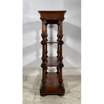 ANTICA ETAGERE LEGNO NOCE LIBRERIA CREDENZA 1900 EPOCA ROCCHETTO ESPOSITORE OLD