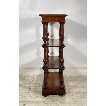 ANTICA ETAGERE LEGNO NOCE LIBRERIA CREDENZA 1900 EPOCA ROCCHETTO ESPOSITORE OLD