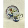 SERVIZIO CAFFE 8 TAZZINE MAIOLICA Ceramica C.A.C.F. FAENZA GAROFANO BLU ANNI '50