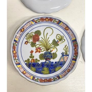 SERVIZIO CAFFE 8 TAZZINE MAIOLICA Ceramica C.A.C.F. FAENZA GAROFANO BLU ANNI '50