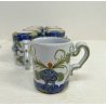 SERVIZIO CAFFE 8 TAZZINE MAIOLICA Ceramica C.A.C.F. FAENZA GAROFANO BLU ANNI '50