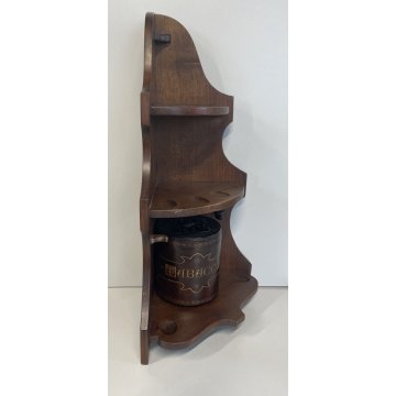 PORTA PIPE LEGNO 7pz + PORTA TABACCO ANGOLIERA ALZATA ETAGERE ANNI 70 ESPOSITORE