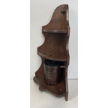 PORTA PIPE LEGNO 7pz + PORTA TABACCO ANGOLIERA ALZATA ETAGERE ANNI 70 ESPOSITORE