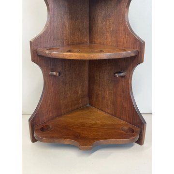 PORTA PIPE LEGNO 7pz + PORTA TABACCO ANGOLIERA ALZATA ETAGERE ANNI 70 ESPOSITORE