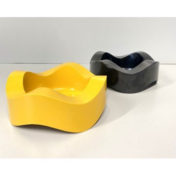 POSACENERE DESIGN Walter Zeischegg HELITE Sinus NERO GIALLO Ulme Wave '70s