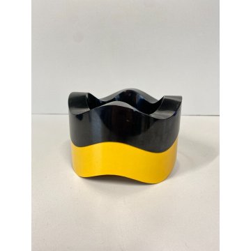 POSACENERE DESIGN Walter Zeischegg HELITE Sinus NERO GIALLO Ulme Wave '70s