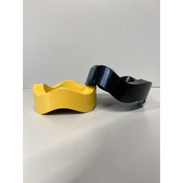 POSACENERE DESIGN Walter Zeischegg HELITE Sinus NERO GIALLO Ulme Wave '70s