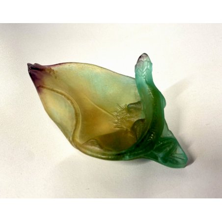 SVUOTATASCHE PASTA VETRO Daum FRANCE VERDE VIOLA Lucertola FARFALLA CEDRIER