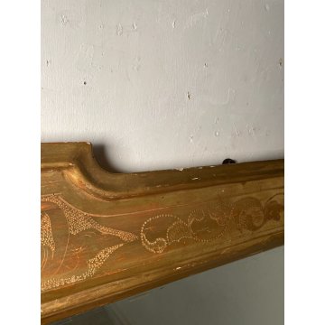 ANTICA SPECCHIERA VASSOIO epoca 1800 OLD SPECCHIO LEGNO DORATA FOGLIA ORO BULINO