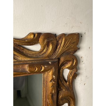 ANTICA SPECCHIERA BAROCCA epoca 1800 OLD SPECCHIO CORNICE LEGNO DORATA 54X44 cm