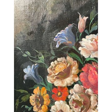 ANTICO QUADRO dipinto olio tavola NATURA MORTA Gino Tassinari VASO FIORI '900