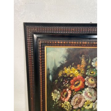 ANTICO QUADRO dipinto olio tavola NATURA MORTA Gino Tassinari VASO FIORI 900 old