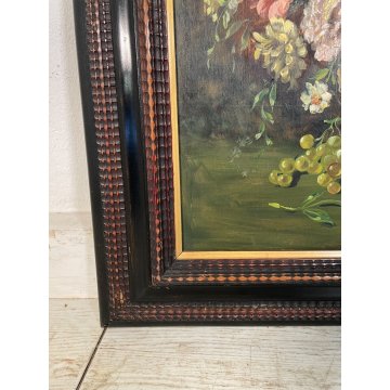 ANTICO QUADRO dipinto olio tavola NATURA MORTA Gino Tassinari VASO FIORI 900 old