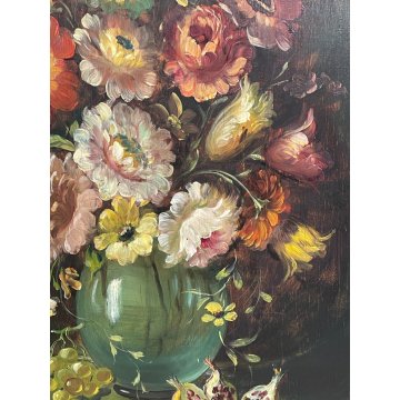 ANTICO QUADRO dipinto olio tavola NATURA MORTA Gino Tassinari VASO FIORI 900 old