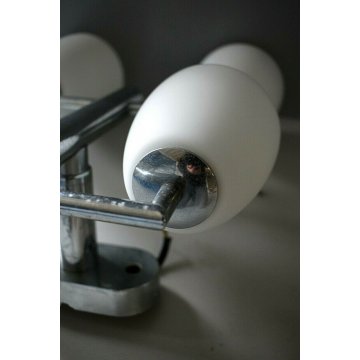 FONTANAARTE DESIGN WALL LAMP APPLIQUE Mod006 4DIFFUSORI VETRO OPALINO '900 ITALY