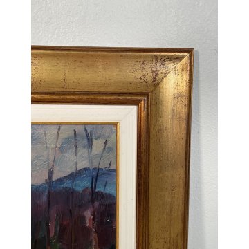 QUADRO DIPINTO OLIO Carlo Monti VEDUTA PAESAGGIO PIEMONTE LAGO MAGGIORE 1954