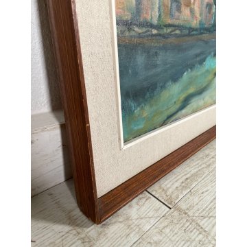 QUADRO DIPINTO OLIO TELA "ARNOLDO SIDOLI" MILANO PORTA TICINESE EPOCA 1963 ITALY