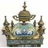 ANTICO OROLOGIO TAVOLO CLOISONNE N2 METALLO DORATO 1900 PENDOLO CINESE VINATAGE 