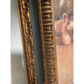 QUADRO DIPINTO ACQUARELLO CARTA "Adolfo Feraguti Vincenzo" CAVALLI EPOCA '800