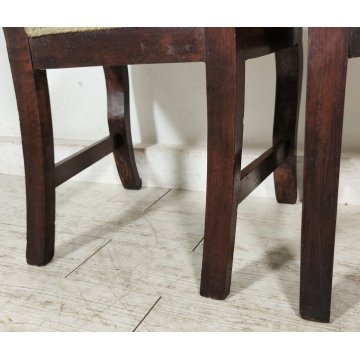 ANTICA COPPIA SEDIA Impero LEGNO NOCE stoffa IMBOTTITA epoca 800 Old Chair SEDIE