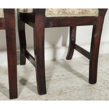 ANTICA COPPIA SEDIA Impero LEGNO NOCE stoffa IMBOTTITA epoca 800 Old Chair SEDIE