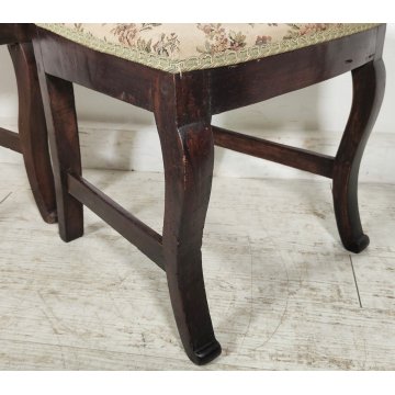 ANTICA COPPIA SEDIA Impero LEGNO NOCE stoffa IMBOTTITA epoca 800 Old Chair SEDIE