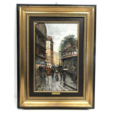 QUADRO DIPINTO OLIO TELA GINO DE SIMONE OPERA CITTA' VINTAGE ANNI 60 