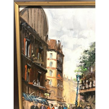 QUADRO DIPINTO OLIO TELA GINO DE SIMONE OPERA CITTA' VINTAGE ANNI 60 