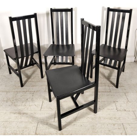 LOTTO 4 SEDIE DESIGN Legno Laccato PELLE Made in Italy SET VINTAGE CHAIRS sedia