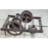 ANTICO Girarrosto MECCANICO da CAMINO epoca 1700 FERRO BATTUTO Strumento a Peso