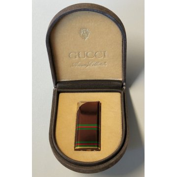 ACCENDINO TASCA Gucci Linea Sherry Marrone e Oro SCATOLA VINTAGE LIGHTER Briquet