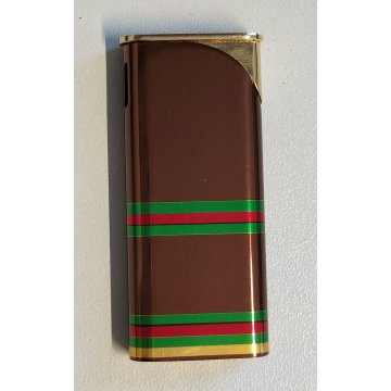 ACCENDINO TASCA Gucci Linea Sherry Marrone e Oro SCATOLA VINTAGE LIGHTER Briquet