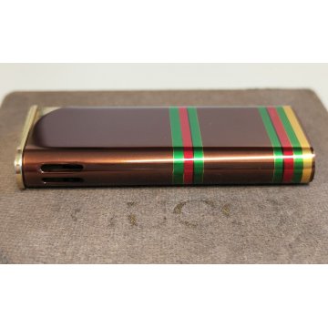 ACCENDINO TASCA Gucci Linea Sherry Marrone e Oro SCATOLA VINTAGE LIGHTER Briquet