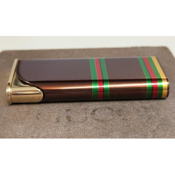 ACCENDINO TASCA Gucci Linea Sherry Marrone e Oro SCATOLA VINTAGE LIGHTER Briquet