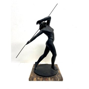 SCULTURA BRONZO Egle Pozzi Lanciatrice di giavellotto FIGURA FEMMINILE Art Decò