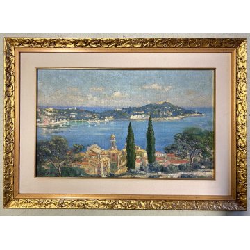 QUADRO DIPINTO OLIO E.G. Gavalda PAESAGGIO MEDITERANEO MARINA FRANCIA SPAGNA