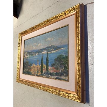 QUADRO DIPINTO OLIO E.G. Gavalda PAESAGGIO MEDITERANEO MARINA FRANCIA SPAGNA