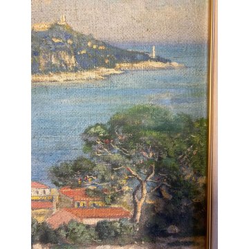 QUADRO DIPINTO OLIO E.G. Gavalda PAESAGGIO MEDITERANEO MARINA FRANCIA SPAGNA