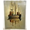 QUADRO DIPINTO OLIO TELA " Romano Mussolini " BARCONI BARCA MARE PESCHERECCIO