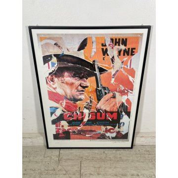 QUADRO Mimmo Rotella LITOGRAFIA STAMPA John Wayne NUMERATA EDIZIONE LIM. FIRMATA